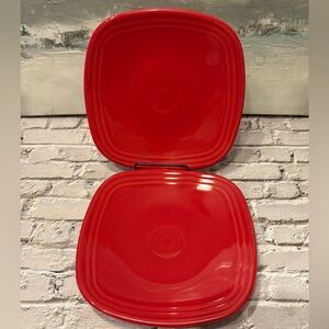 2 Fiesta Scarlet Square Salad Plates